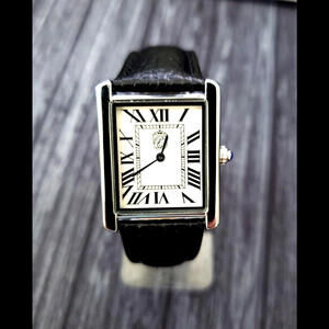 Vintage Tank‎ Style Pierre Lucerne  Mens Watch Black Band